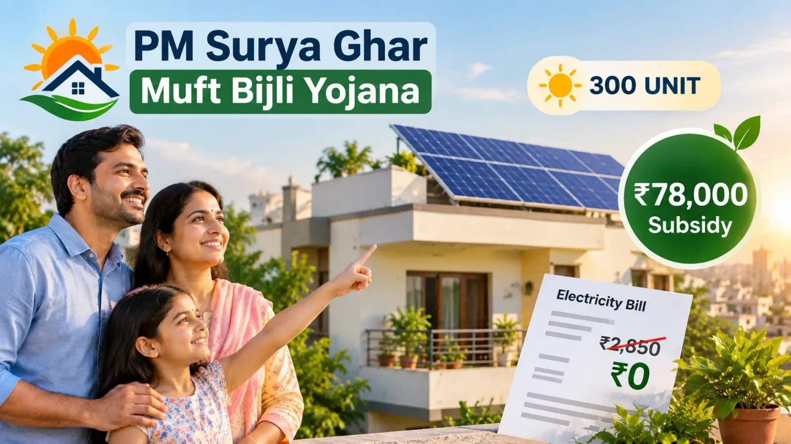 PM Surya Ghar Yojana: 300 यूनिट बिजली का फायदा कैसे मिलेगा? ₹78,000 Subsidy की पूरी जानकारी